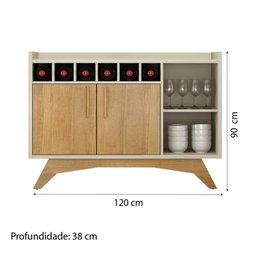 Balcão Buffet Aparador Adega Clara 1,20m Off White / Cinamomo Valdemóveis - 8 Balcão Buffet Aparador Adega Clara 1,20m Off White / Cinamomo Valdemóveis - 8