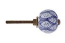Ver imagem 3 de Puxador Decorativo de Cerâmica Branco Trabalhado Azul