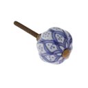 Ver imagem 2 de Puxador Decorativo de Cerâmica Branco Trabalhado Azul