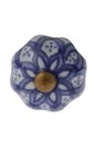Ver imagem 1 de Puxador Decorativo de Cerâmica Branco Trabalhado Azul