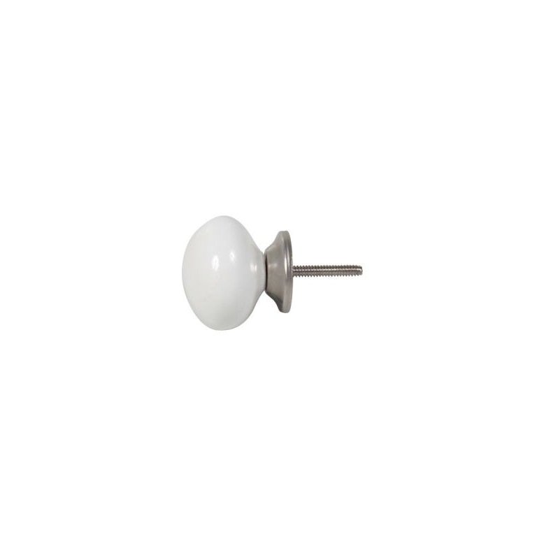 Puxador Decorativo de Cerâmica Branco para Móveis