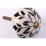 Puxador Decorativo de Cerâmica Branco Preto Trabalhado - 4