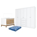 Ver imagem 1 de Berço Americano Flip Branco Acetinado Savana Reller e Guarda Roupa Casal Americano 6 Portas Branco H