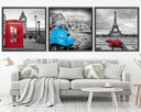 Ver imagem 1 de Quadro Decorativo 195x64cm Londres Roma Paris Quarto Sala
