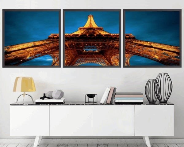 Quadro Decorativo 195x64cm Torre Eiffel Paris Quarto Sala