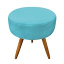 Ver imagem 3 de Puff Banqueta Redonda Nina Suede Azul Turquesa