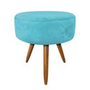 Ver imagem 1 de Puff Banqueta Redonda Nina Suede Azul Turquesa