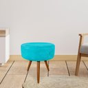 Ver imagem 4 de Puff Banqueta Redonda Nina Suede Azul Turquesa
