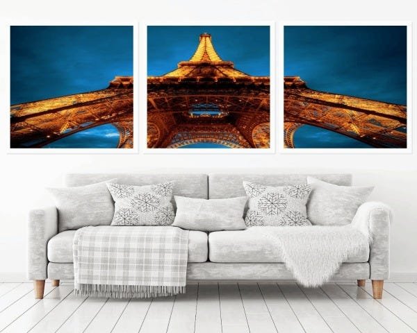 Quadro Decorativo 195x64cm Torre Eiffel Paris Quarto Sala