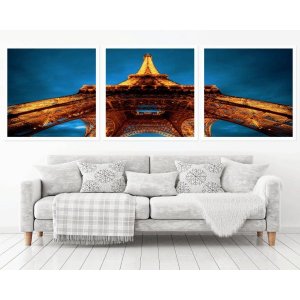 Quadro Decorativo 195x64cm Torre Eiffel Paris Quarto Sala
