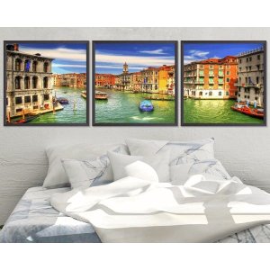 Quadro Decorativo 195x64cm Veneza Itália Quarto Sala