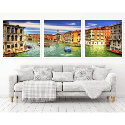 Quadro Decorativo 195x64cm Veneza Itália Quarto Sala