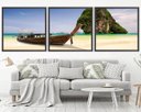 Ver imagem 1 de Quadro Decorativo 195x64cm Barco Praia Tailândia Quarto Sala