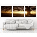 Ver imagem 1 de Quadro Decorativo 195x64cm Por Do Sol Na Árvore Colina Sala