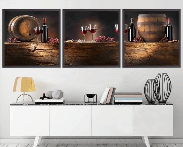 Quadro Decorativo 195x64cm Adega Vinho Bebida Quarto Sala