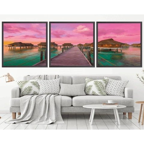 Quadro Decorativo 195x64cm Próximo Ao Paraíso Quarto Sala