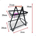 Ver mais imagens de Fruteira Cesto Organizador Duplo Aramado Fruta Legumes Utensilios Mesa Cozinha Bancada Escritorio Mo