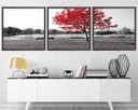 Ver imagem 1 de Quadro Decorativo 195x64cm Árvore Vermelha Quarto Sala