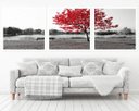 Ver imagem 1 de Quadro Decorativo 195x64cm Árvore Vermelha Quarto Sala