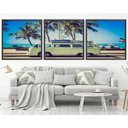 Ver imagem 1 de Quadro Decorativo 195x64cm Kombi Praia Sol Quarto Sala
