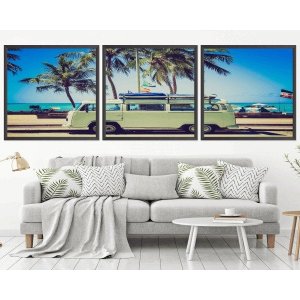 Quadro Decorativo 195x64cm Kombi Praia Sol Quarto Sala
