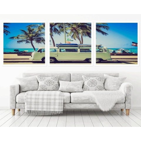 Quadro Decorativo 195x64cm Kombi Praia Sol Quarto Sala