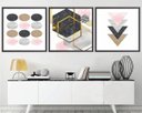 Ver imagem 1 de Quadro Decorativo 195x64cm Abstrato Geométrico Rose Moderno
