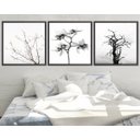 Ver imagem 1 de Quadro Decorativo 195x64cm Galhos Flores Preto E Branco Sala