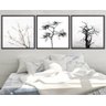 Quadro Decorativo 195x64cm Galhos Flores Preto E Branco Sala - 1