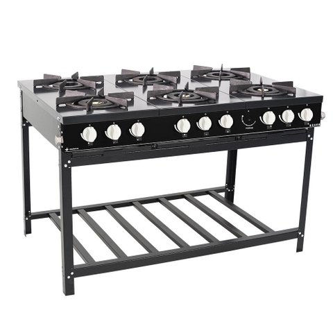 Fogão Profissional Venâncio 6 Bocas Linha Bravo Preto BR6BPR