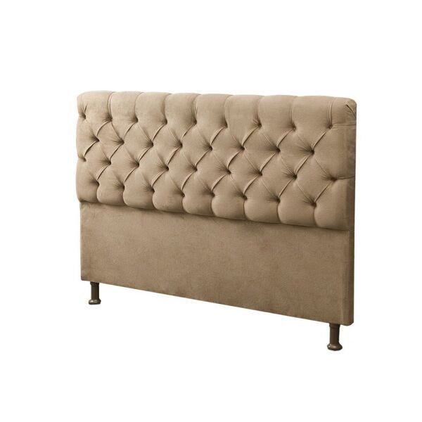 Cabeceira 137cm altura Mais Calçadeira Baú Casal Queen 160cm Para Cama Box Sofia Suede Bege - DS - 4