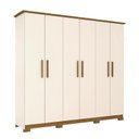 Ver imagem 7 de Guarda Roupa Casal Lima 6 Portas 3 Gavetas Henn MDP Off White Nature Cabideiro Alumínio Amplo Espaço