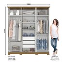 Ver imagem 3 de Guarda Roupa Casal Lima 6 Portas 3 Gavetas Henn MDP Off White Nature Cabideiro Alumínio Amplo Espaço