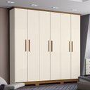 Ver mais imagens de Guarda Roupa Casal Lima 6 Portas 3 Gavetas Henn MDP Off White Nature Cabideiro Alumínio Amplo Espaço
