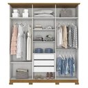 Ver imagem 2 de Guarda Roupa Casal Lima 6 Portas 3 Gavetas Henn MDP Off White Nature Cabideiro Alumínio Amplo Espaço