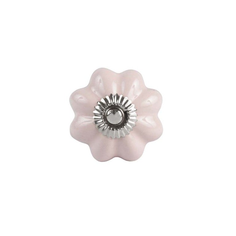 Puxador Decorativo de Cerâmica Rosa Bebê para Gaveta Armários