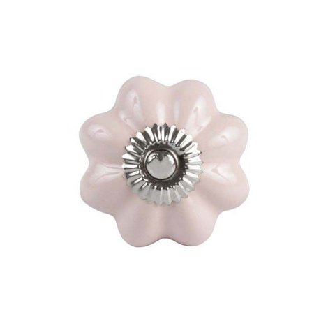 Puxador Decorativo de Cerâmica Rosa Bebê para Gaveta Armários