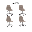 Ver imagem 1 de Kit 04 Cadeiras Office Eiffel Botonê Ajustável Base Giratória - Bege + E-book