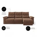 Ver imagem 3 de Sofá com Chaise Copacabana 4 Lugares Retrátil e Reclinável 230cm Marrom Cia Lar Móveis