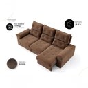 Ver imagem 5 de Sofá com Chaise Copacabana 4 Lugares Retrátil e Reclinável 230cm Marrom Cia Lar Móveis