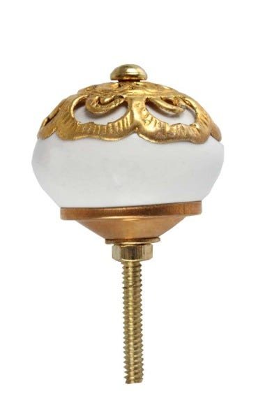 Puxador Decorativo de Cerâmica Dourado para Gaveta Armários - 2