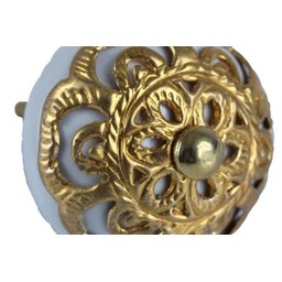 Puxador Decorativo de Cerâmica Dourado para Gaveta Armários - 3