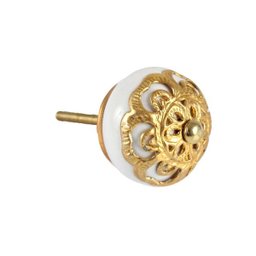 Puxador Decorativo de Cerâmica Dourado para Gaveta Armários - 1