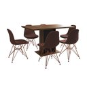 Ver imagem 6 de Mesa Jantar Londres Retangular Amêndoa 137x90 Base Preta 6 Cadeiras Estofadas Caramelo Base Cobre