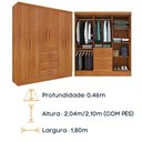 Ver mais imagens de Guarda Roupa Casal 6 Portas 4 Gavetas Arizona S/ Espeho S/ Pés - Tcil Cinamomo