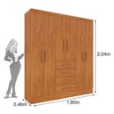 Ver imagem 4 de Guarda Roupa Casal 6 Portas 4 Gavetas Arizona S/ Espeho S/ Pés - Tcil Cinamomo