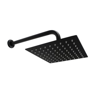 Ducha Quadrada Inox 20 Cm Preto C/ Cano de Parede Redondo