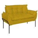 Ver imagem 4 de Poltrona Sofá Luxo Base Metal Preto Recepção Escritório Cor:amarelo