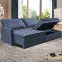 Ver imagem 1 de Sofá sem Caixa Retrátil Baú 1,60m Cama Inbox Marselha Suede Velusoft Azul