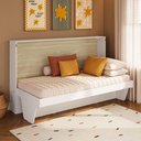 Ver imagem 1 de Cama Retrátil Solteiro 196 cm com Prateleira para Quarto Cor:Branco com Carvalho Araguaia